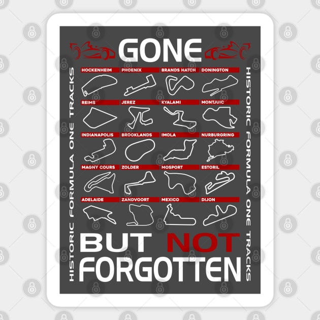 Historic 'Gone But Not Forgotten' F1 Tracks Design Magnet by DavidSpeedDesign